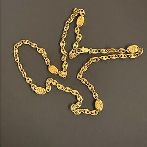 Vintage Pierre Cardin Gold-Tone Logo Chain Necklace 20.5” Statement Piece